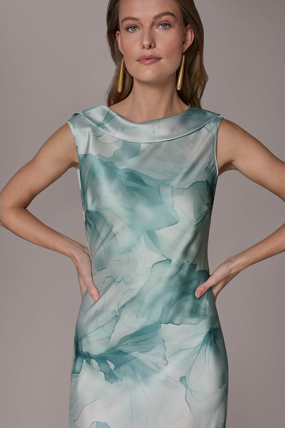 Donna Karan CHARMEUSE FLORAL RUFFLE GOWN