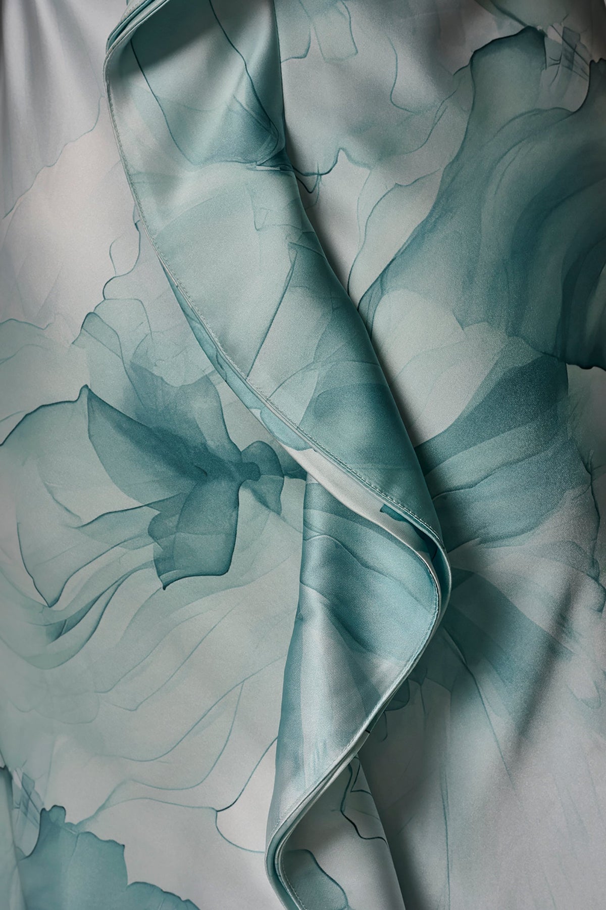 Donna Karan CHARMEUSE FLORAL RUFFLE GOWN