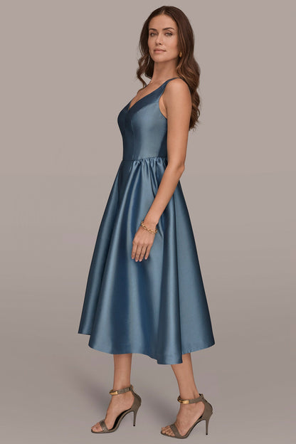 Donna Karan MIKADO SLEEVELESS FLORAL MIDI GOWN