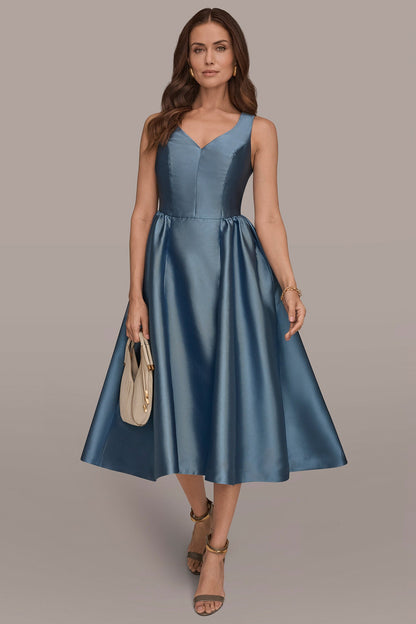 Donna Karan MIKADO SLEEVELESS FLORAL MIDI GOWN
