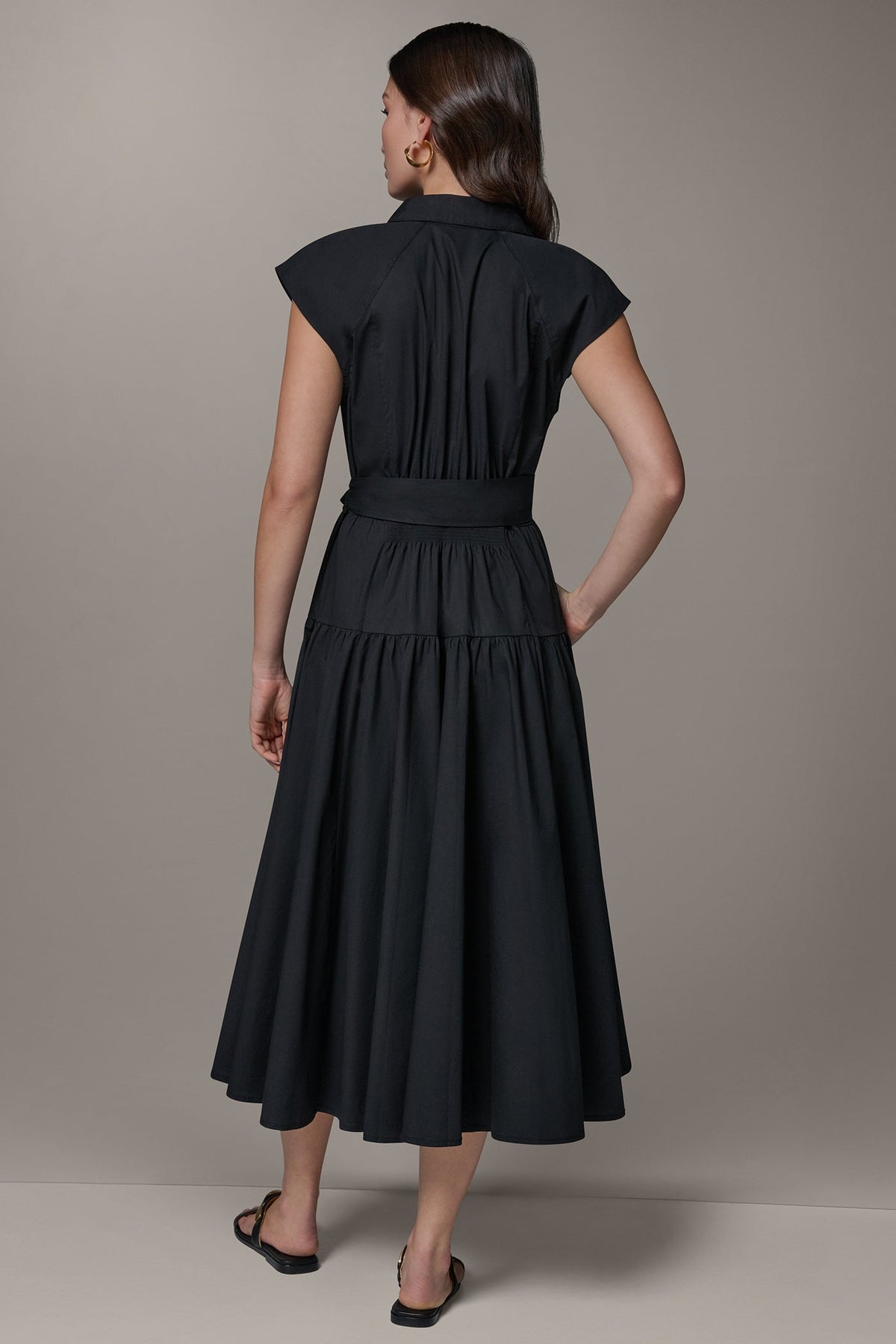 Donna Karan CAP SLEEVE MIDI SHIRT DRESS