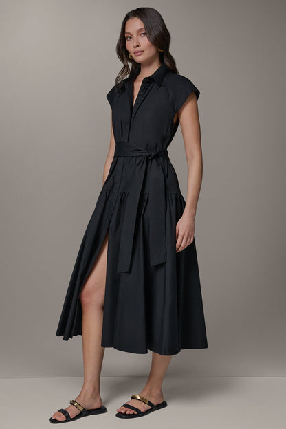Donna Karan CAP SLEEVE MIDI SHIRT DRESS