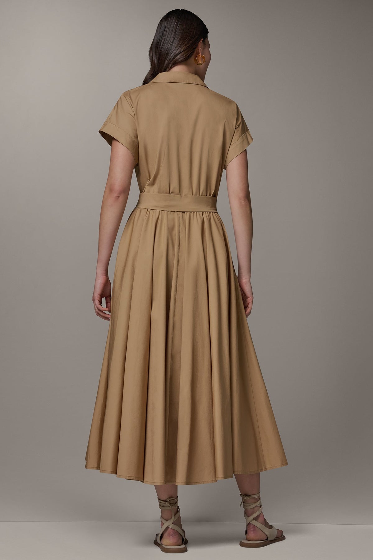 Donna Karan SHORT SLEEVE TIE FRONT MAXI SHIRT DRESS