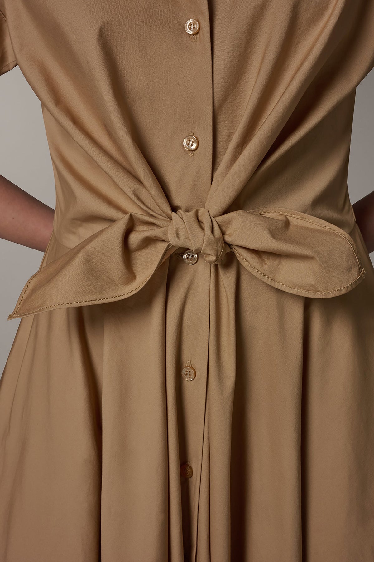 Donna Karan SHORT SLEEVE TIE FRONT MAXI SHIRT DRESS