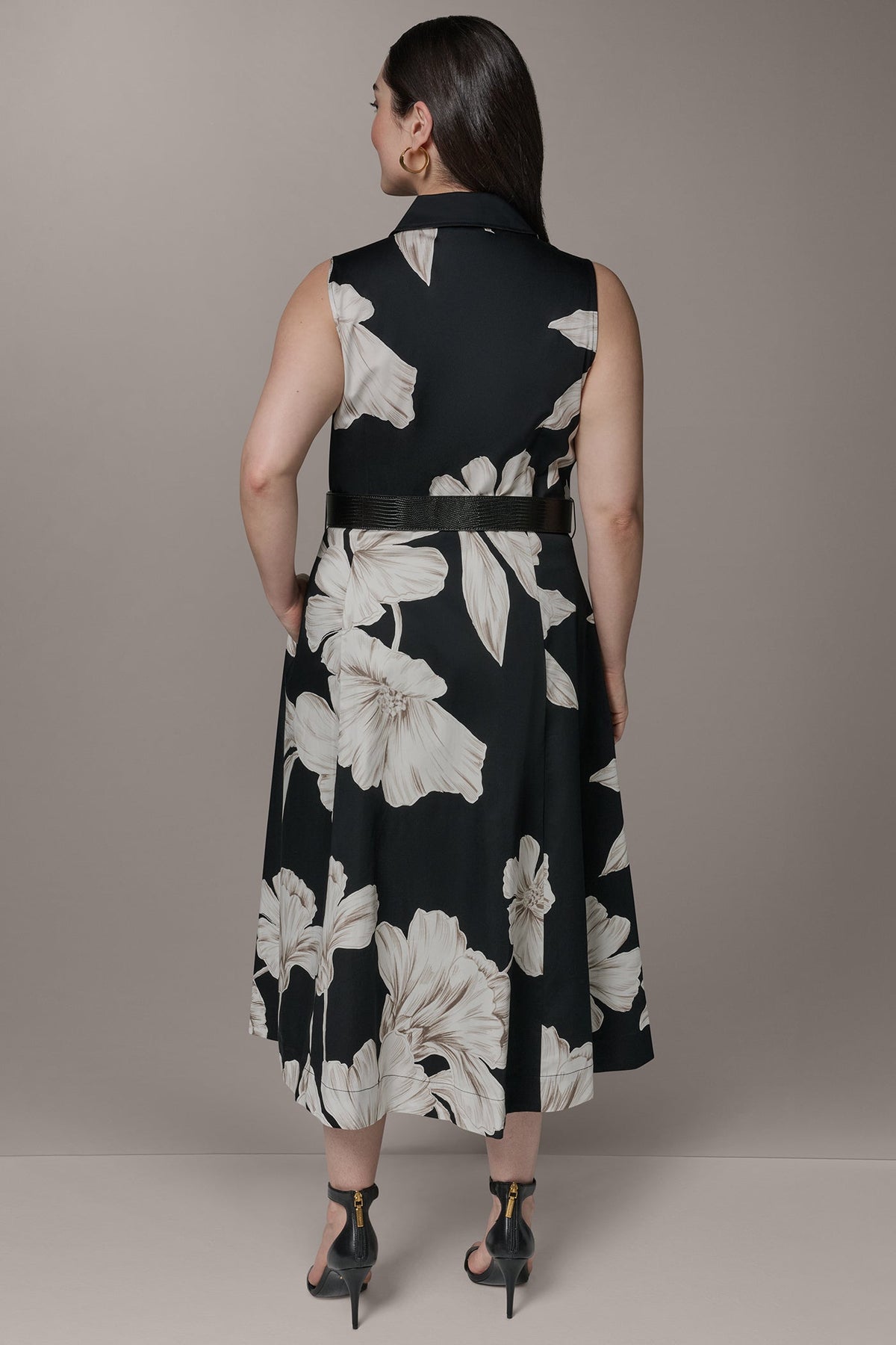 Donna Karan SLEEVELESS MIDI HALTER SHIRT DRESS