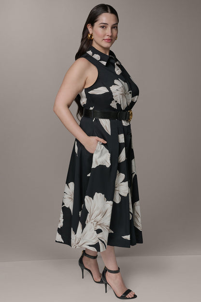 Donna Karan SLEEVELESS MIDI HALTER SHIRT DRESS
