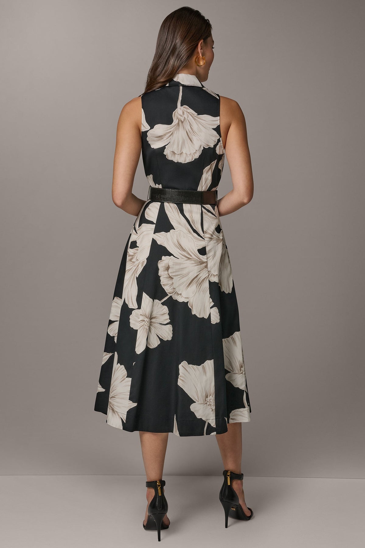 Donna Karan SLEEVELESS MIDI HALTER SHIRT DRESS
