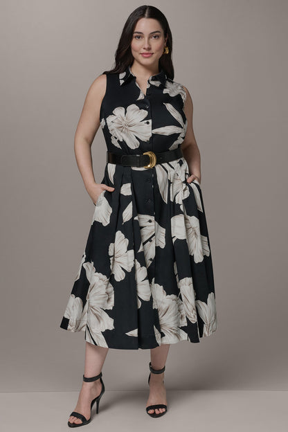 Donna Karan SLEEVELESS MIDI HALTER SHIRT DRESS