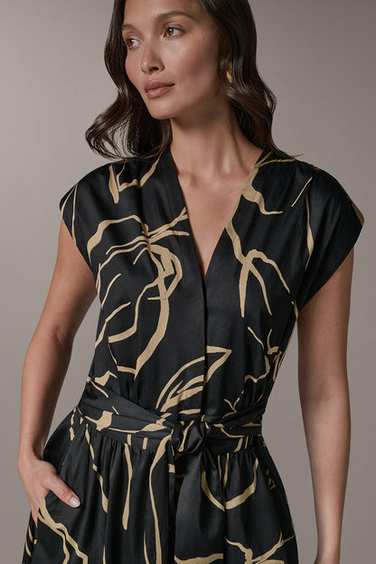 Donna Karan SLEEVELESS PRINT MIDI DRESS