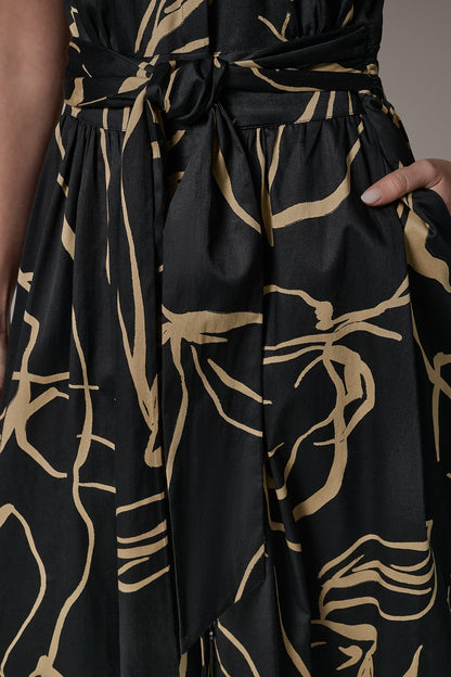 Donna Karan SLEEVELESS PRINT MIDI DRESS