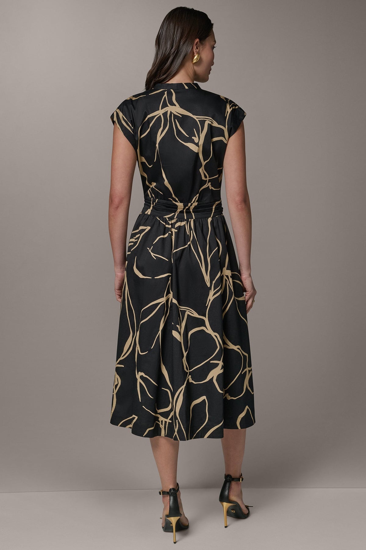 Donna Karan SLEEVELESS PRINT MIDI DRESS