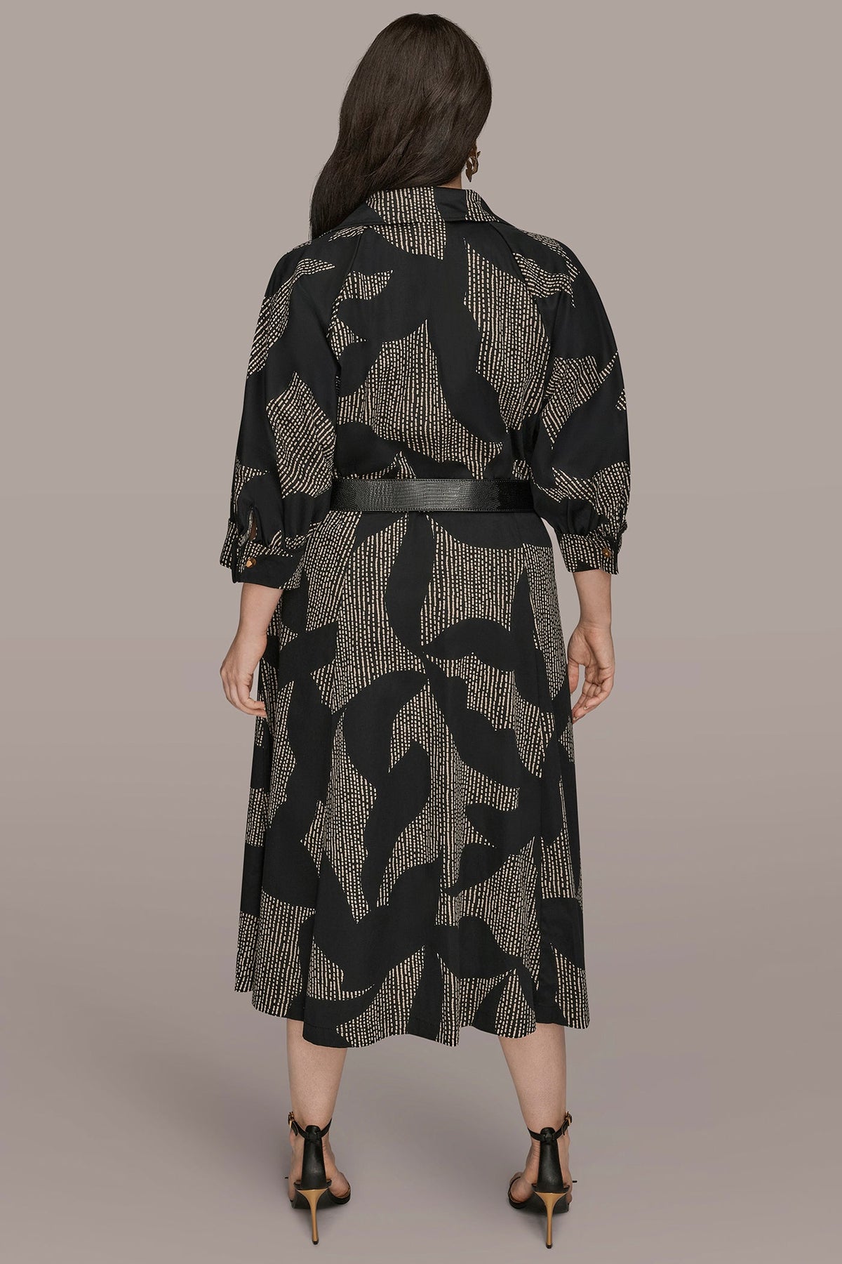 Donna Karan COTTON FLORAL MIDI SHIRT DRESS