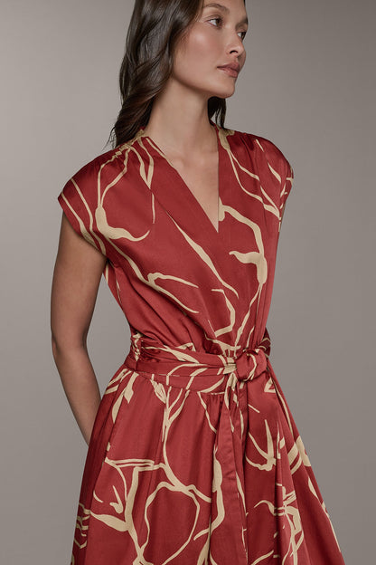 Donna Karan SLEEVELESS PRINT MIDI DRESS