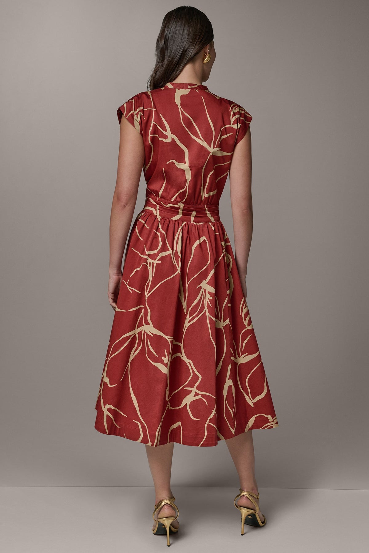 Donna Karan SLEEVELESS PRINT MIDI DRESS