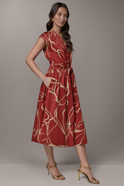 Donna Karan SLEEVELESS PRINT MIDI DRESS