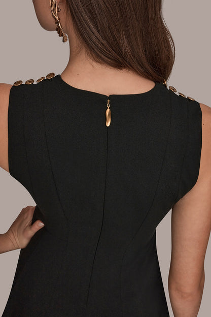 Donna Karan SLEEVELESS BUTTON MIDI FIT AND FLARE DRESS