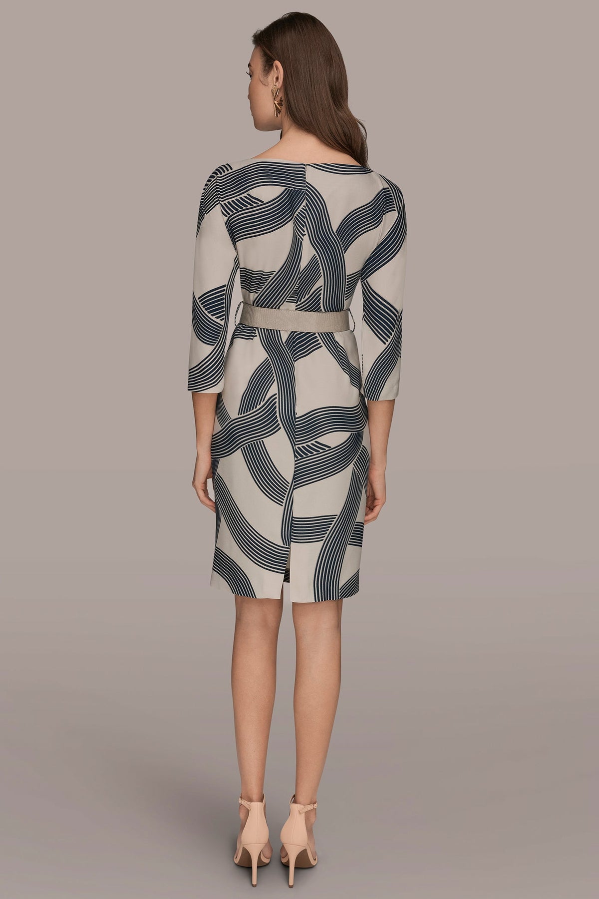 Donna Karan PRINTED 3/4 SLEEVE SHEATH DRESS