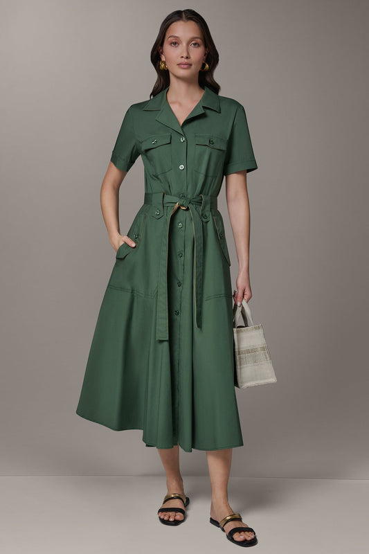 Donna Karan SHORT SLEEVE MIDI SHIRT DRESS