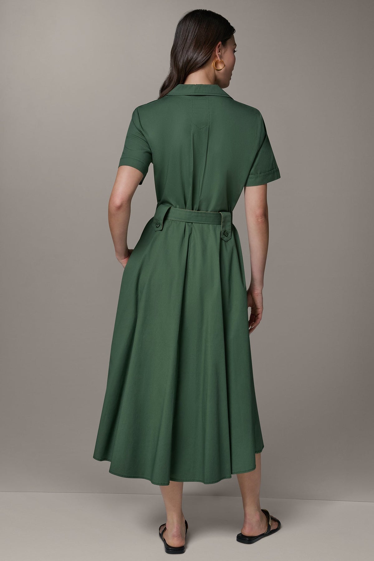 Donna Karan SHORT SLEEVE MIDI SHIRT DRESS