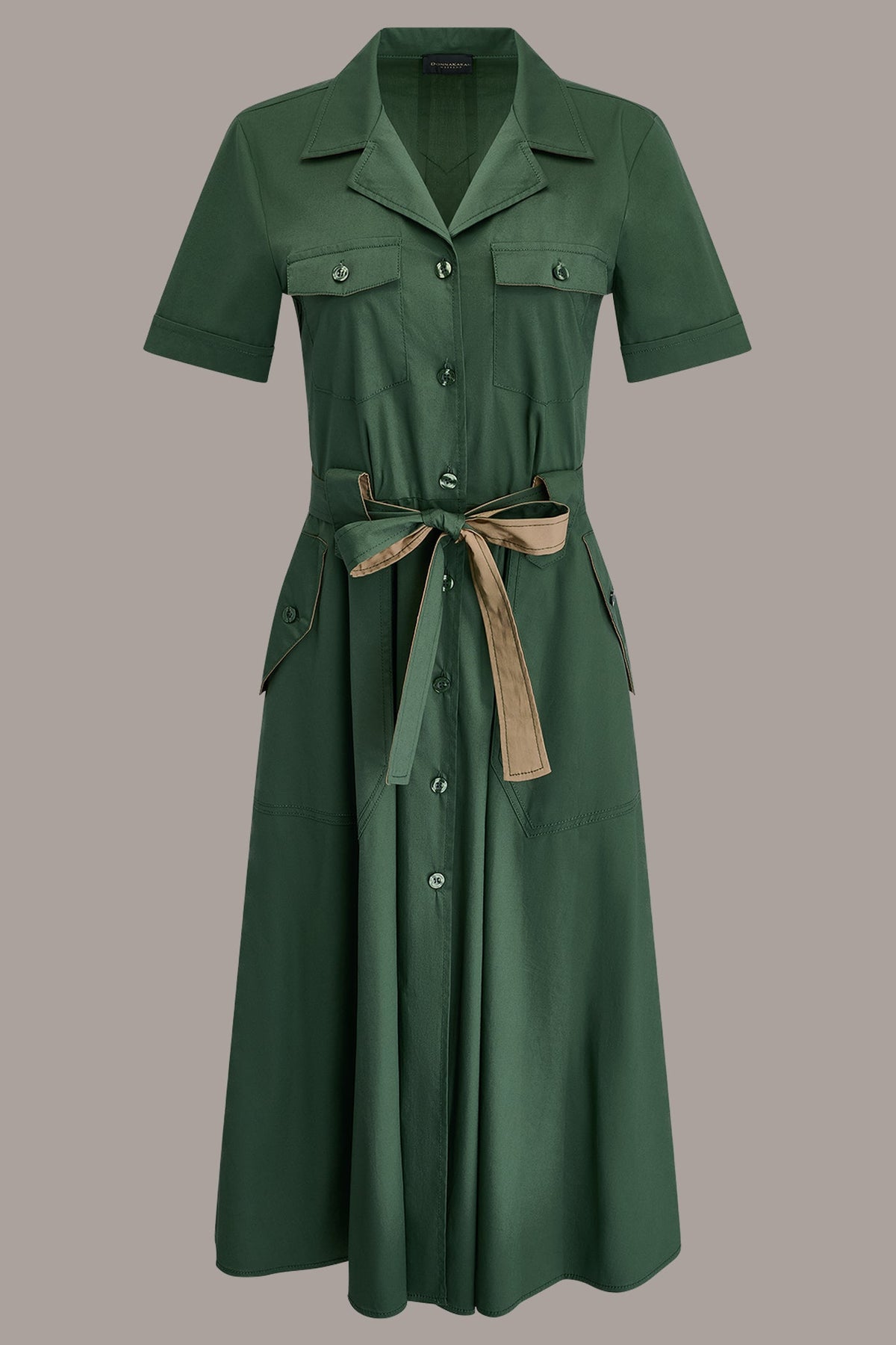 Donna Karan SHORT SLEEVE MIDI SHIRT DRESS