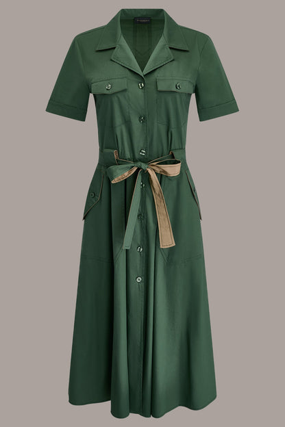 Donna Karan SHORT SLEEVE MIDI SHIRT DRESS