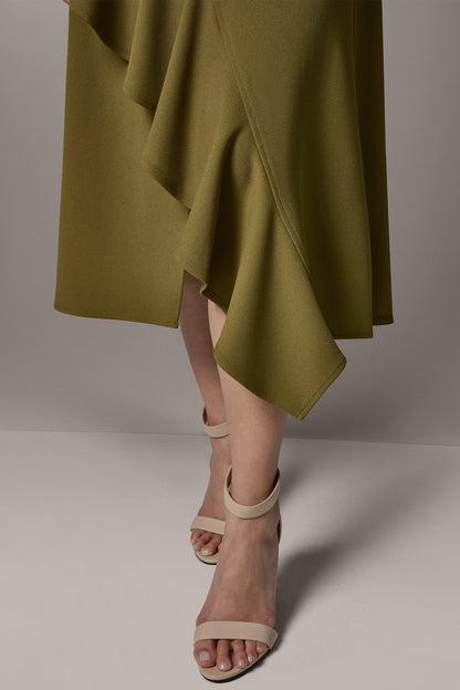 Donna Karan SLEEVELESS RUFFLE MIDI HI-LOW DRESS