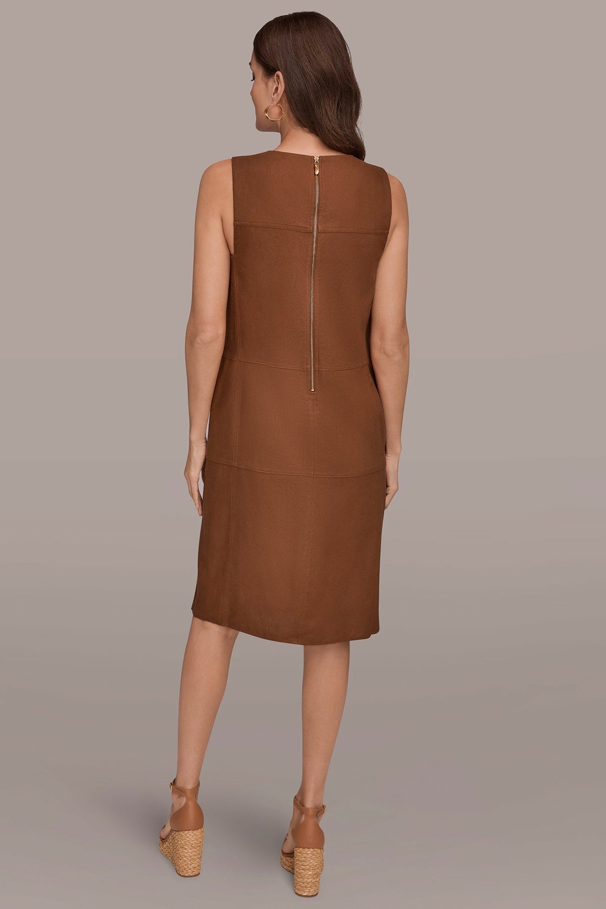 Donna Karan LINEN-BLEND SHIFT DRESS