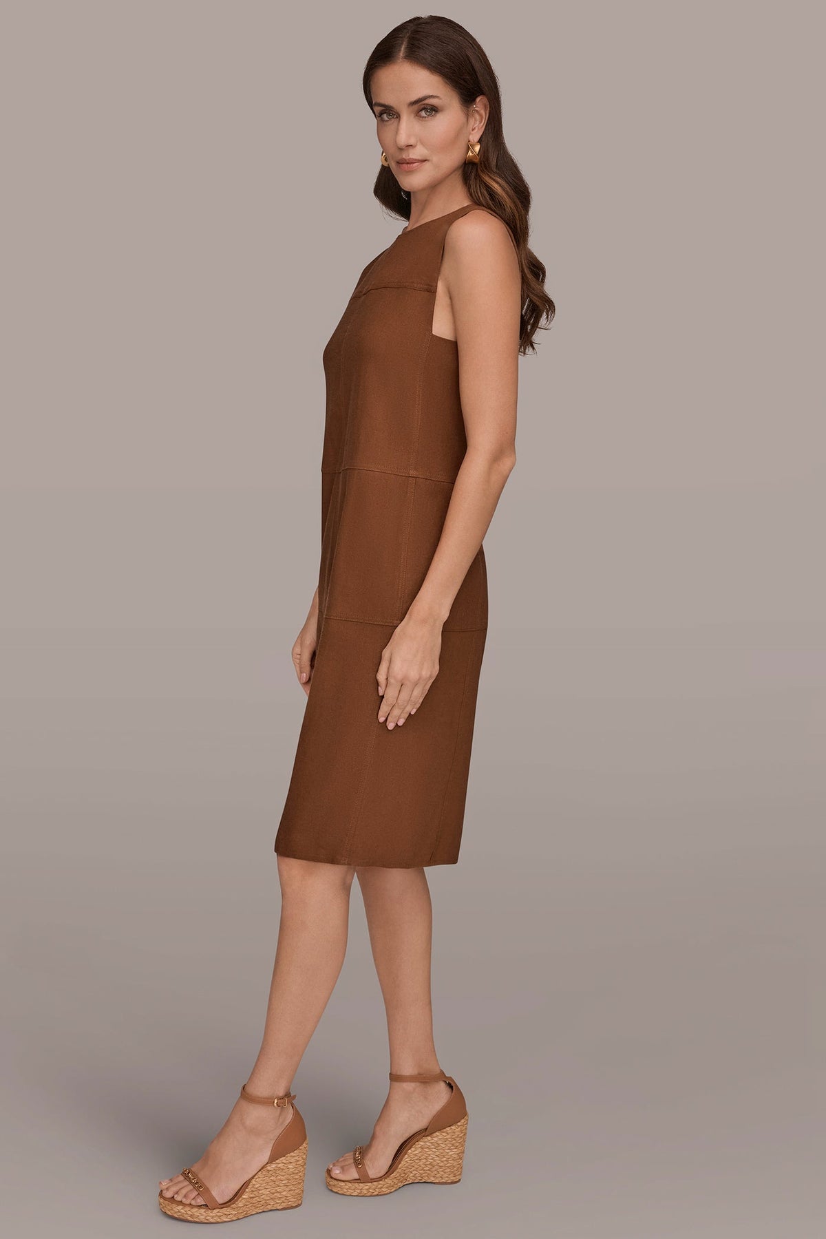 Donna Karan LINEN-BLEND SHIFT DRESS