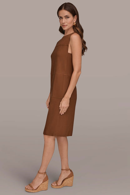 Donna Karan LINEN-BLEND SHIFT DRESS