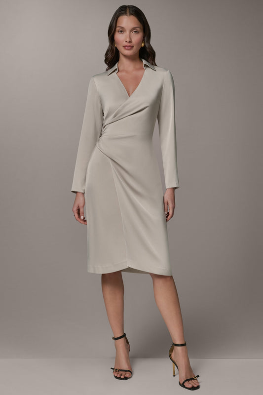 Donna Karan LONG SLEEVE WRAP-EFFECT SHIRT DRESS
