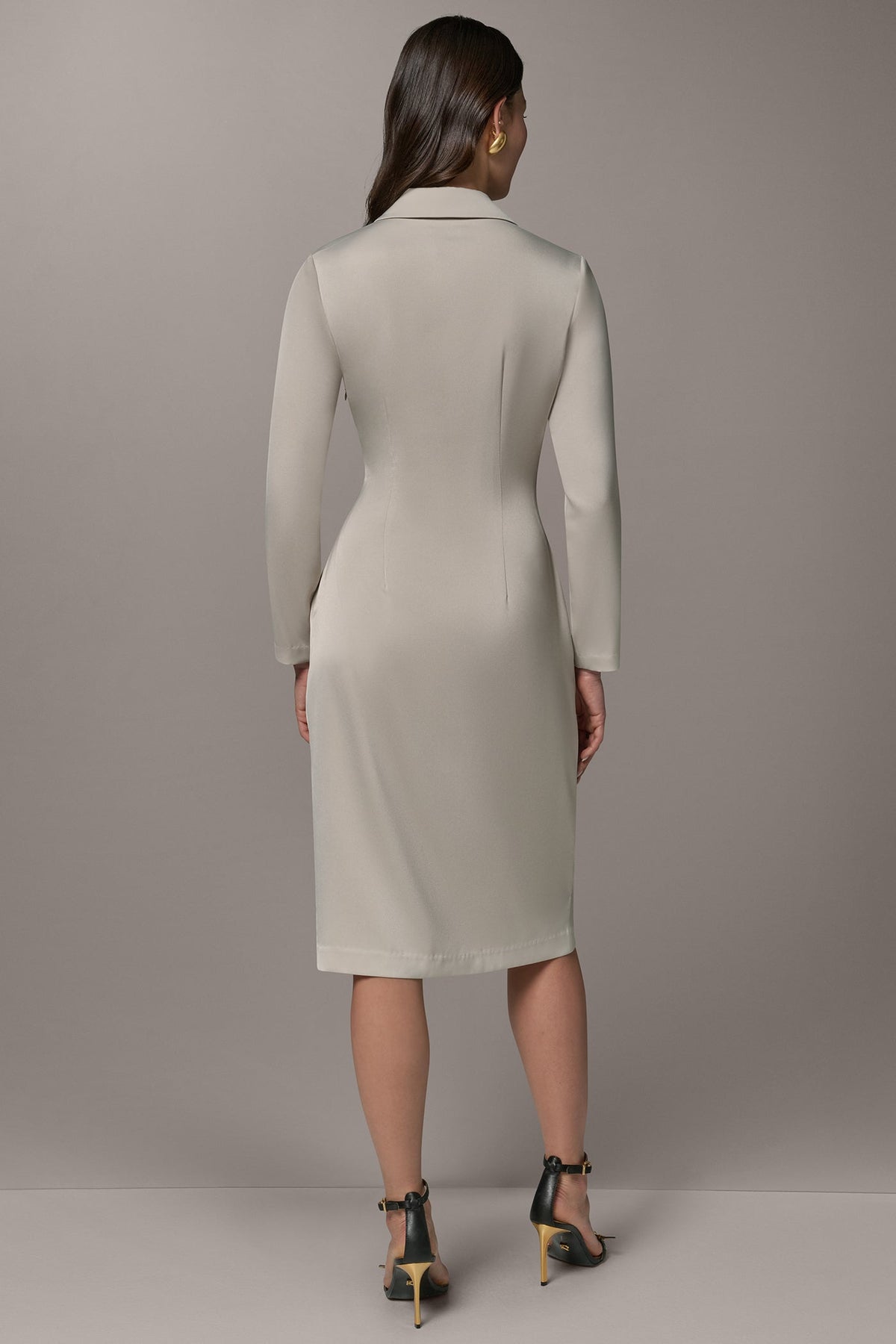 Donna Karan LONG SLEEVE WRAP-EFFECT SHIRT DRESS