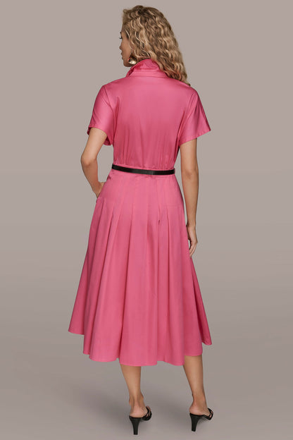Donna Karan SHORT SLEEVE BUTTON-FRONT SHIRT DRESS