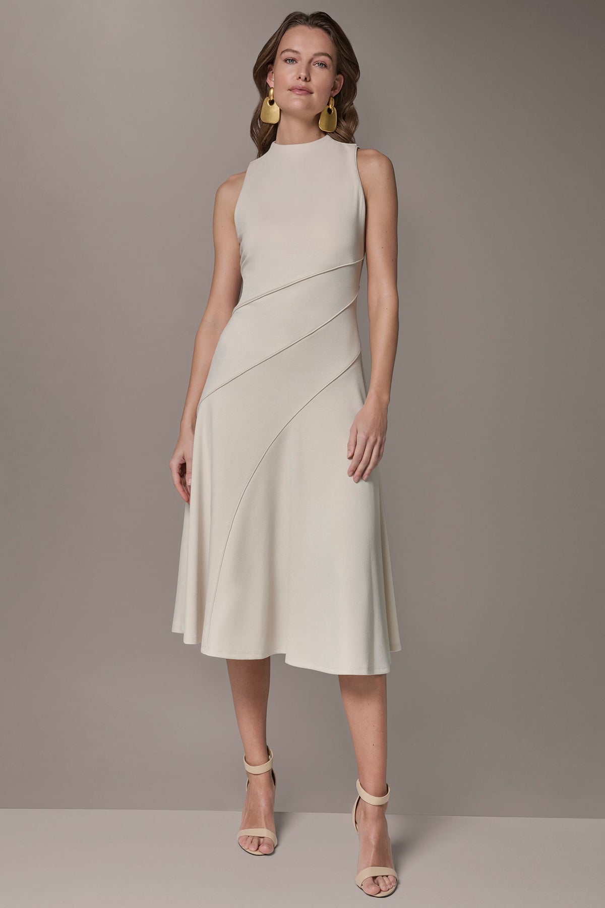 Donna Karan DIAGONAL RIB MIDI A-LINE DRESS