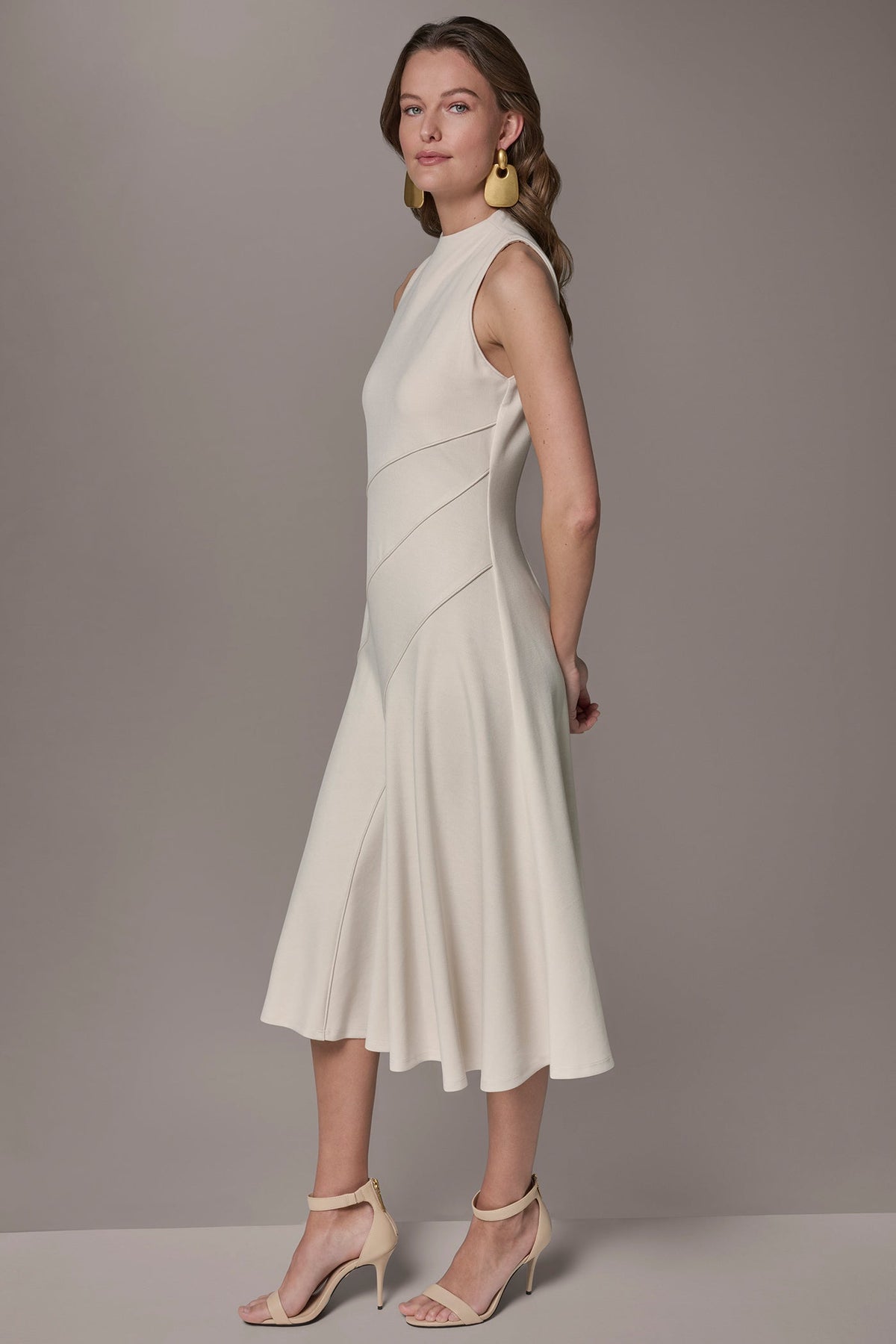 Donna Karan DIAGONAL RIB MIDI A-LINE DRESS