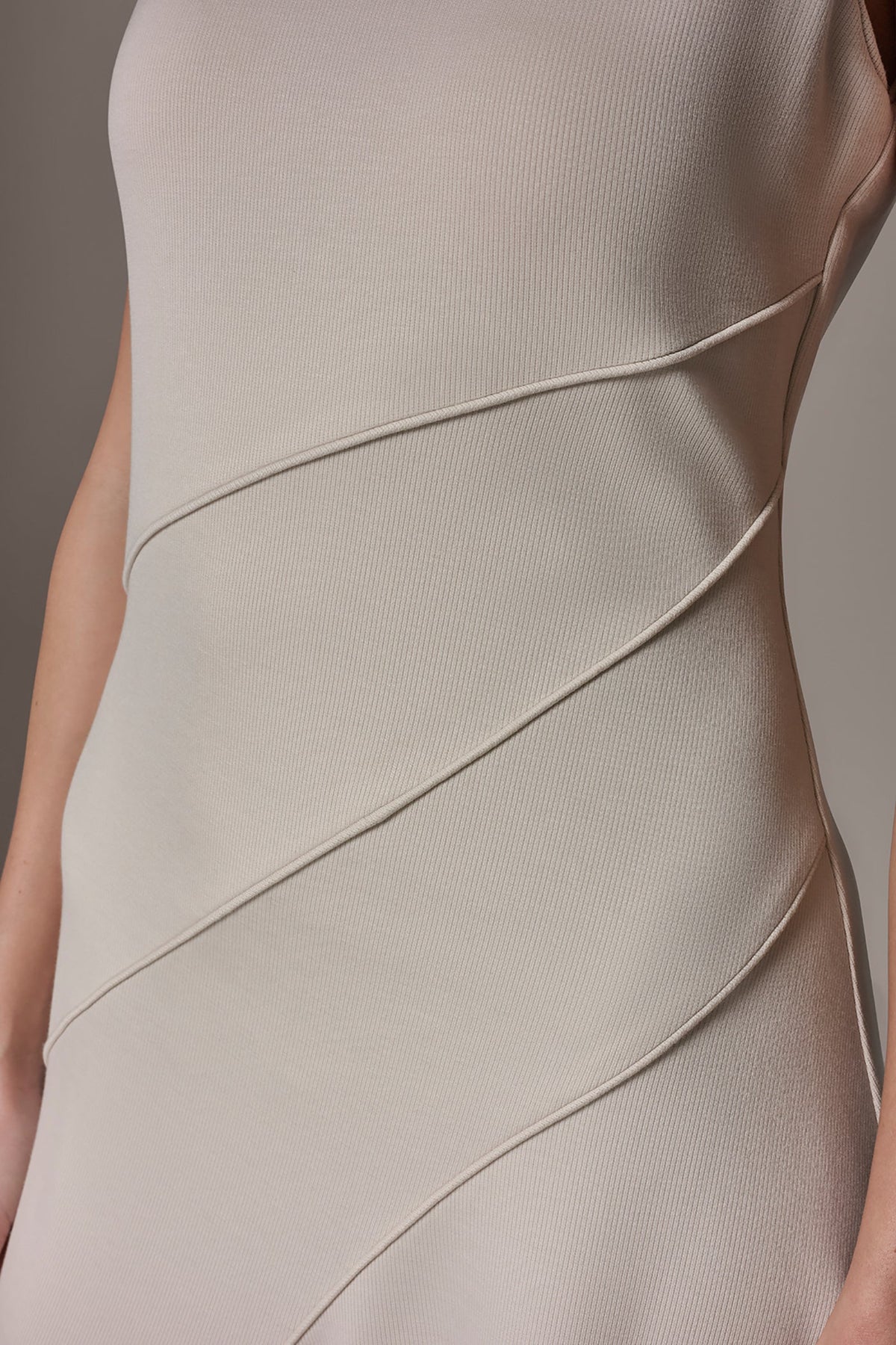 Donna Karan DIAGONAL RIB MIDI A-LINE DRESS