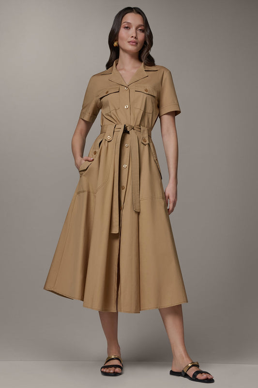 Donna Karan SHORT SLEEVE MIDI SHIRT DRESS