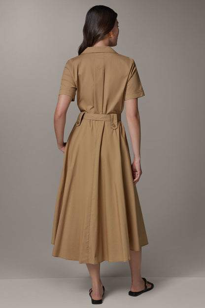 Donna Karan SHORT SLEEVE MIDI SHIRT DRESS
