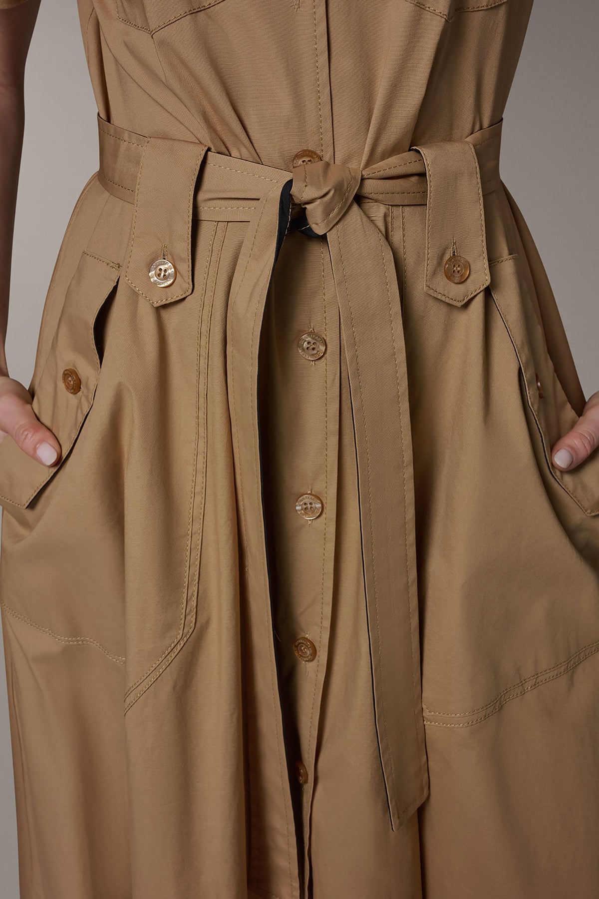 Donna Karan SHORT SLEEVE MIDI SHIRT DRESS