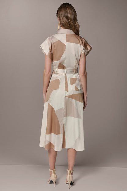 Donna Karan COTTON-SATEEN PRINTED MIDI SHIRT DRESS