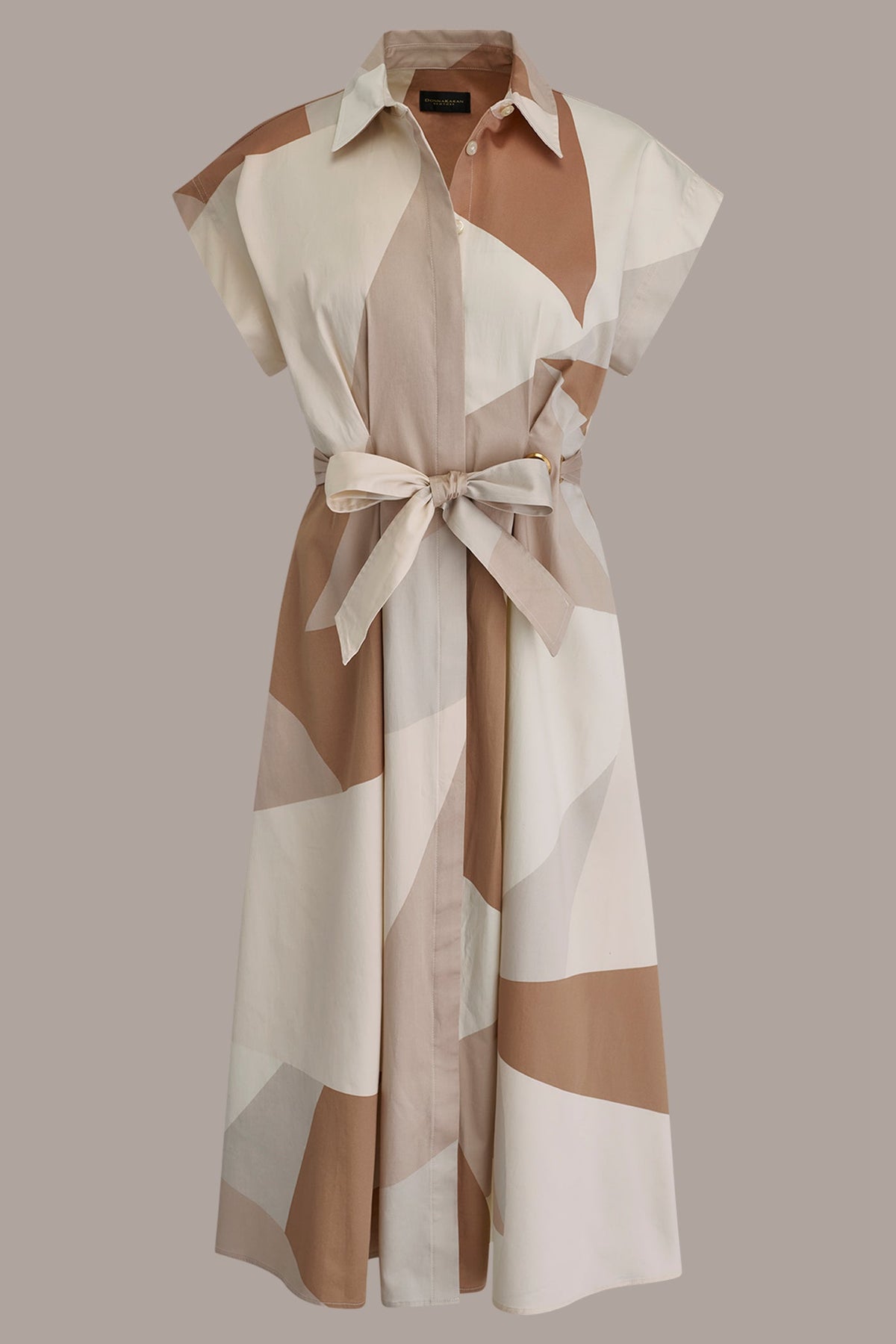 Donna Karan COTTON-SATEEN PRINTED MIDI SHIRT DRESS