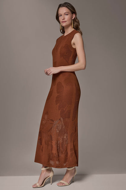 Donna Karan FLORAL-JACQUARD MIDI SWEATER DRESS