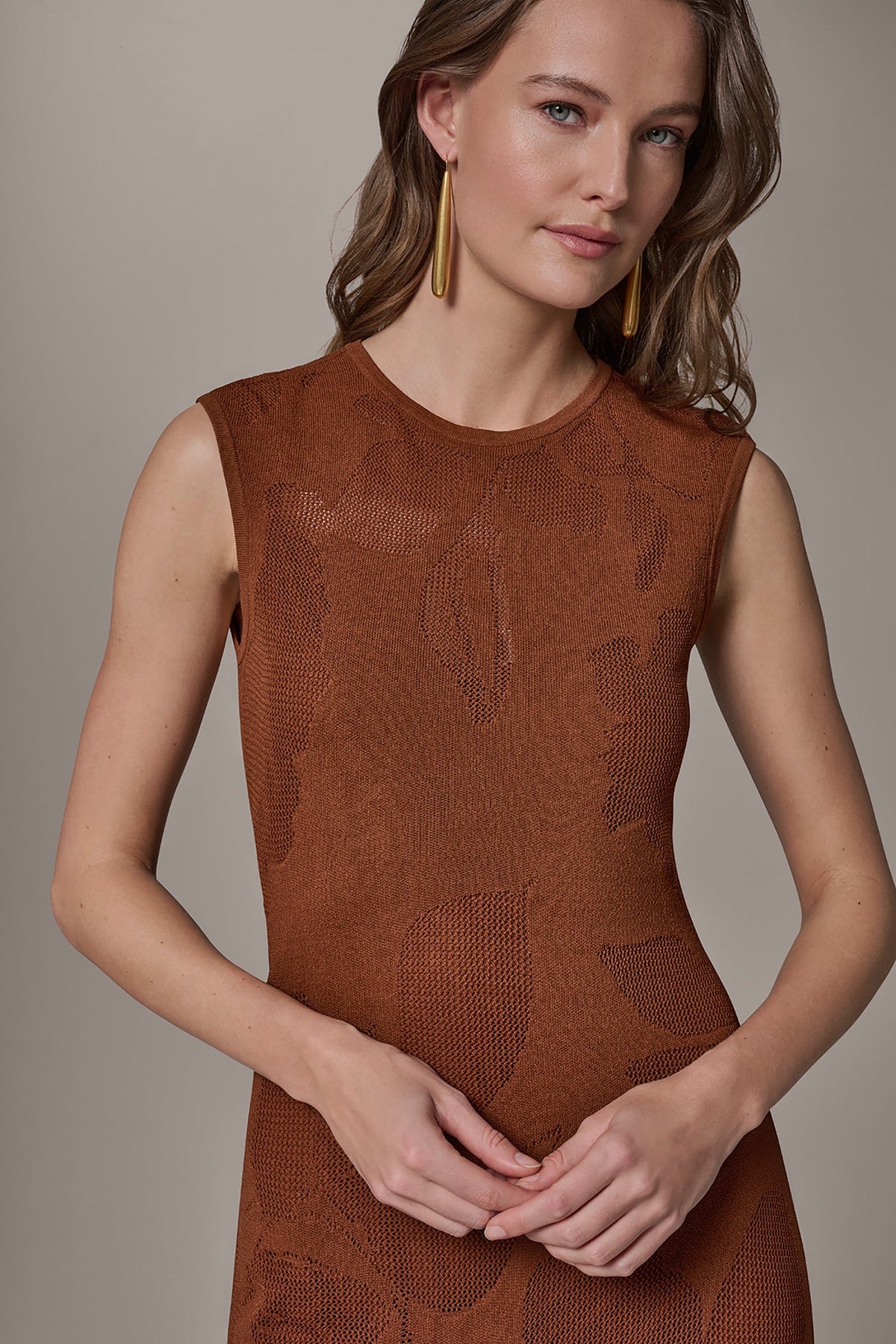 Donna Karan FLORAL-JACQUARD MIDI SWEATER DRESS