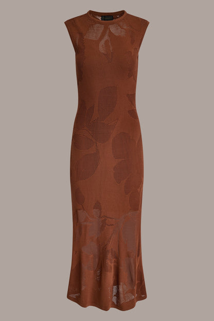 Donna Karan FLORAL-JACQUARD MIDI SWEATER DRESS