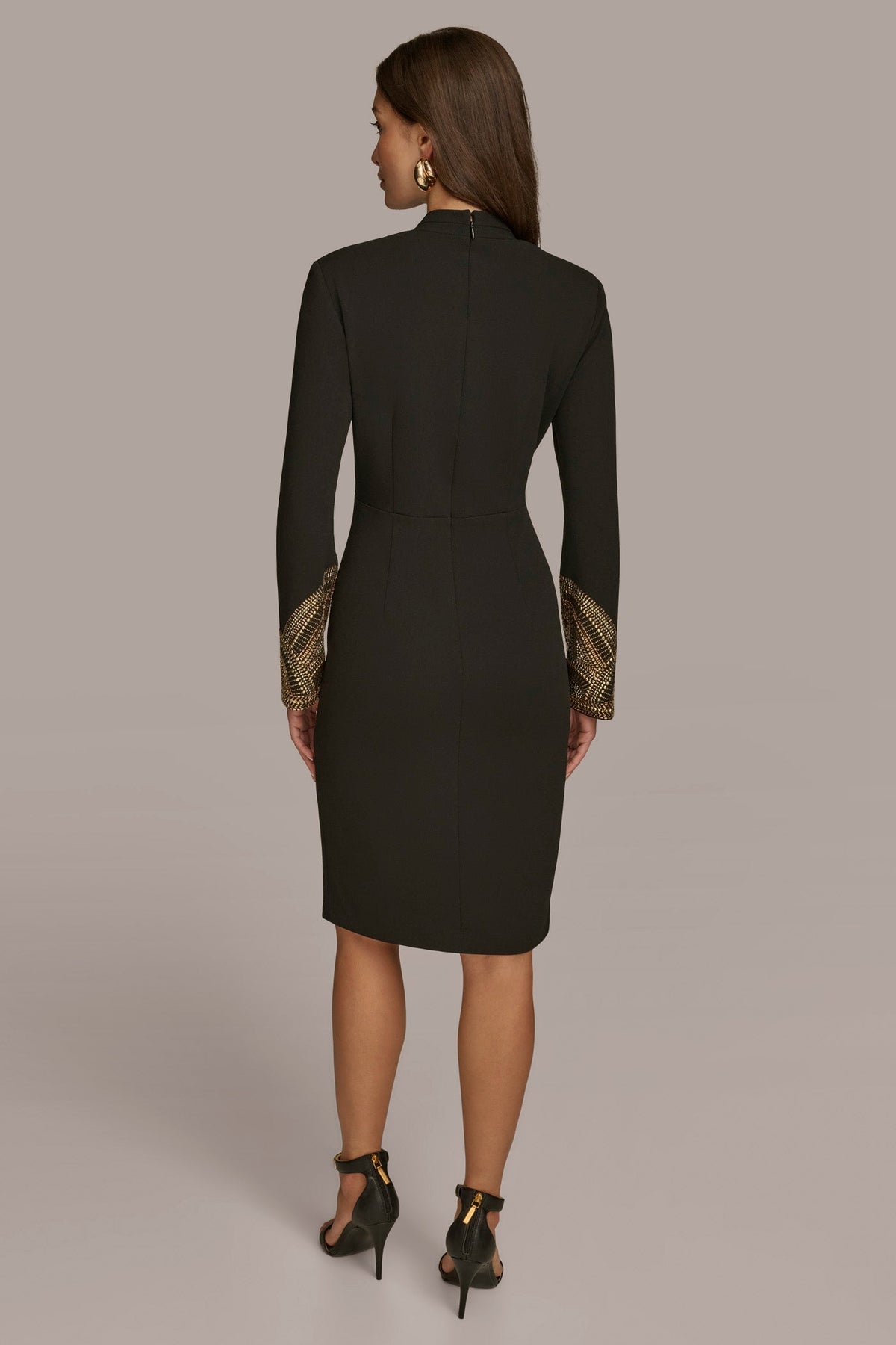 Donna Karan LONG SLEEVE V-NECK SHEATH DRESS