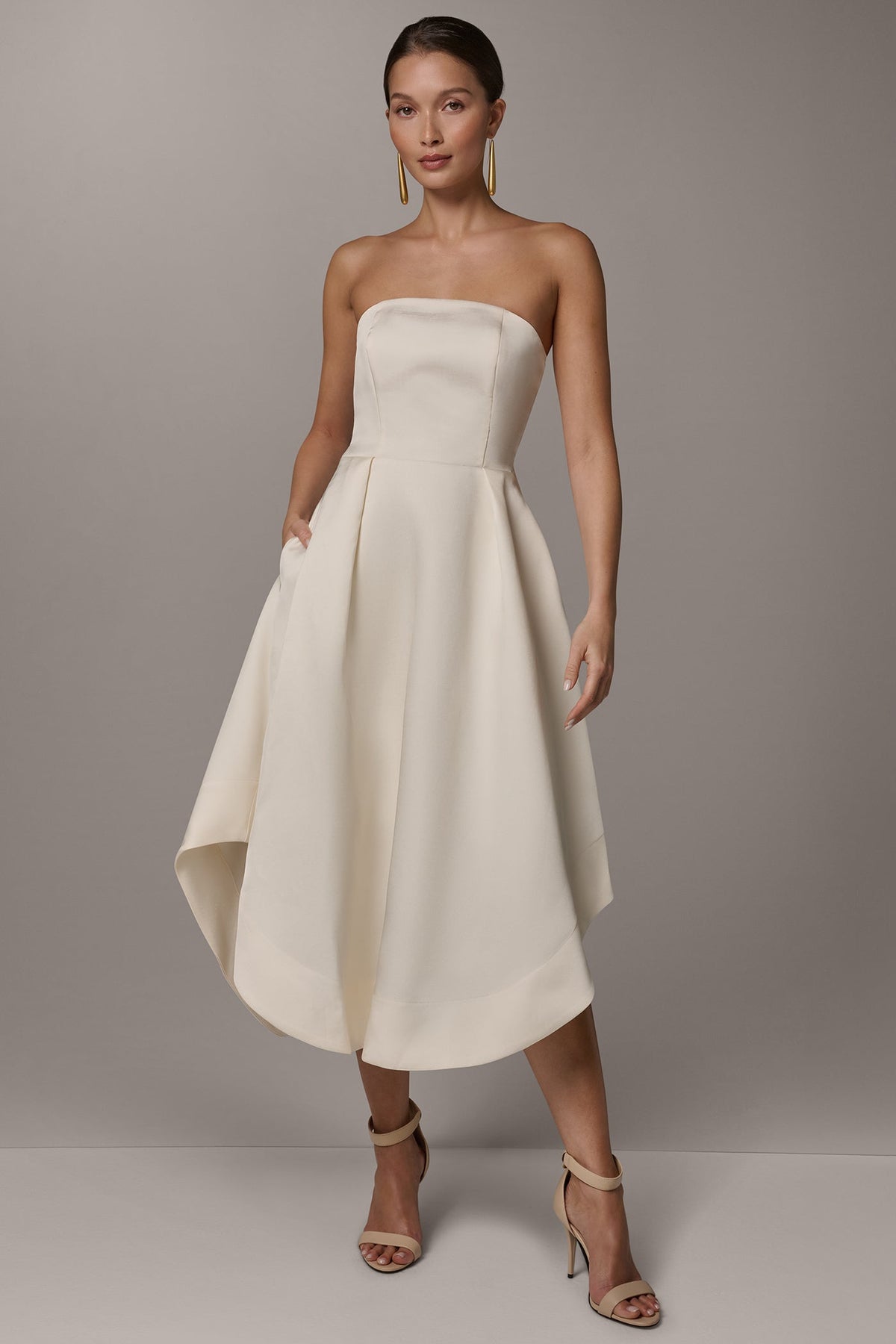 Donna Karan MIKADO STRAPLESS MIDI GOWN