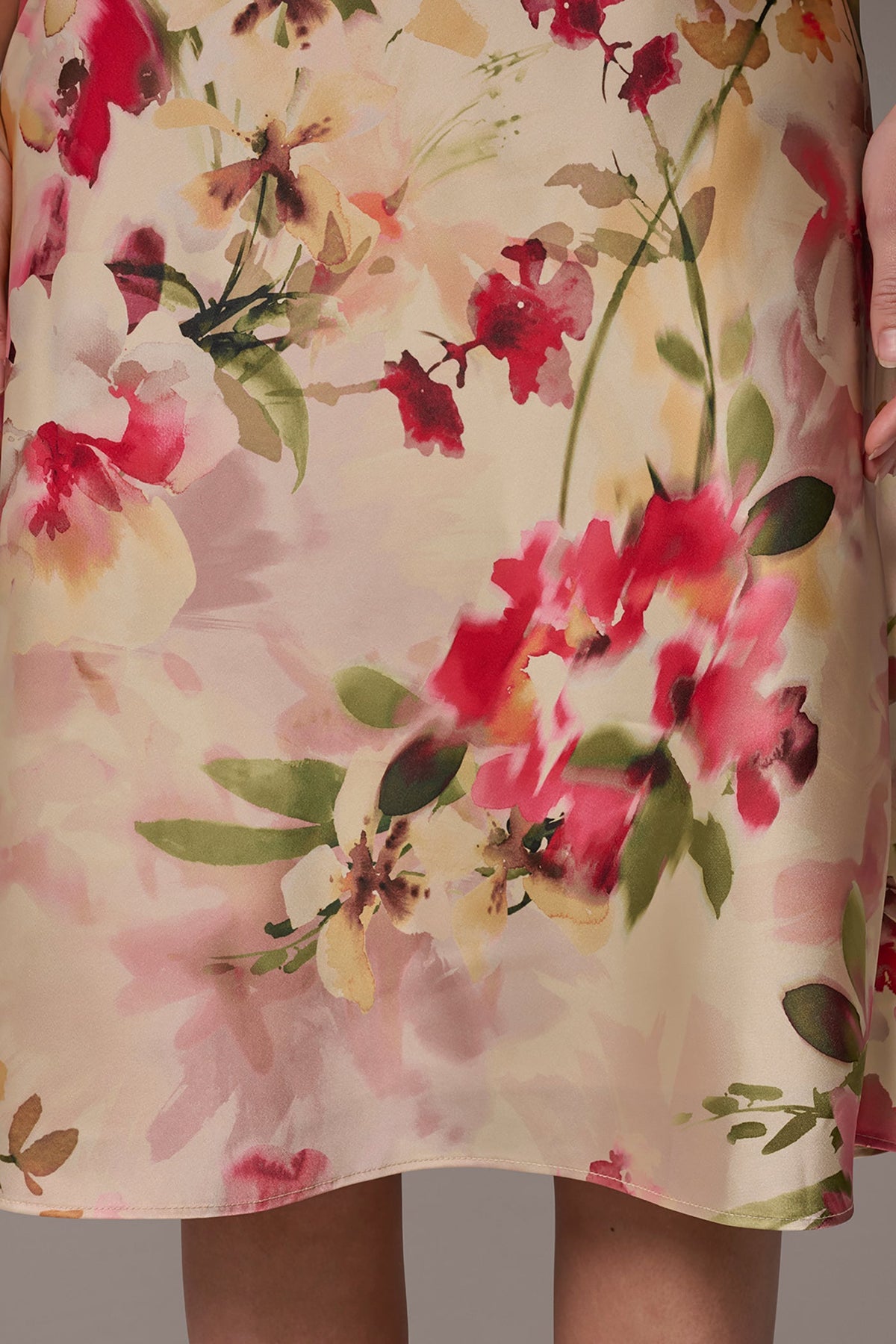 Donna Karan CHARMEUSE FLORAL MIDI SLIP DRESS