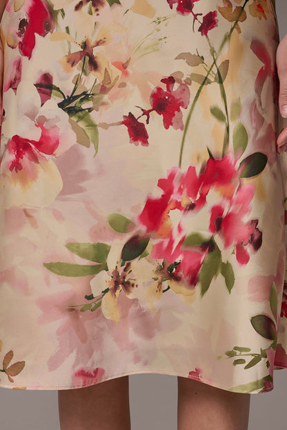 Donna Karan CHARMEUSE FLORAL MIDI SLIP DRESS
