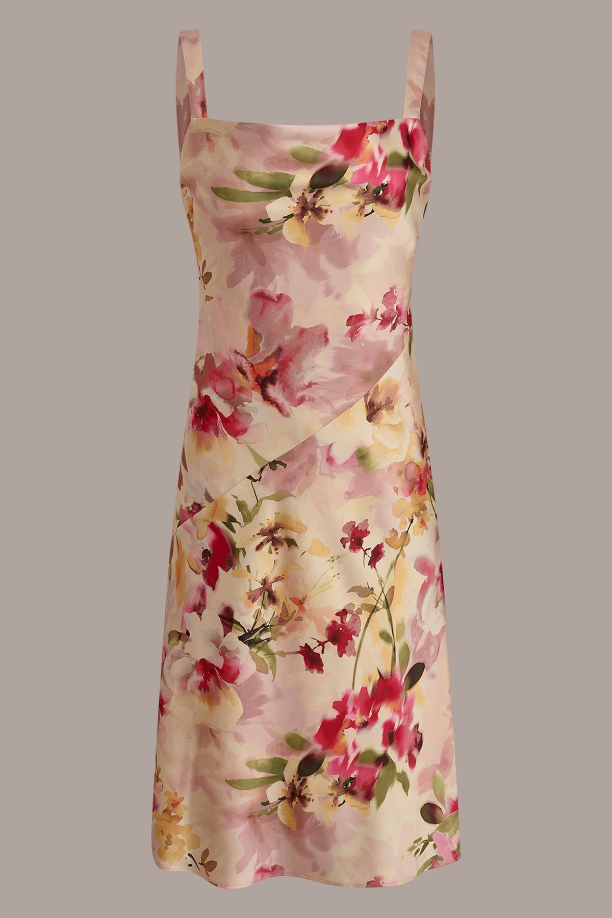 Donna Karan CHARMEUSE FLORAL MIDI SLIP DRESS