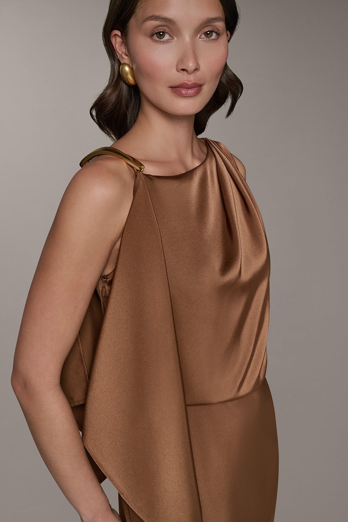 Donna Karan SLEEVELESS ASYMMETRIC MIDI DRESS