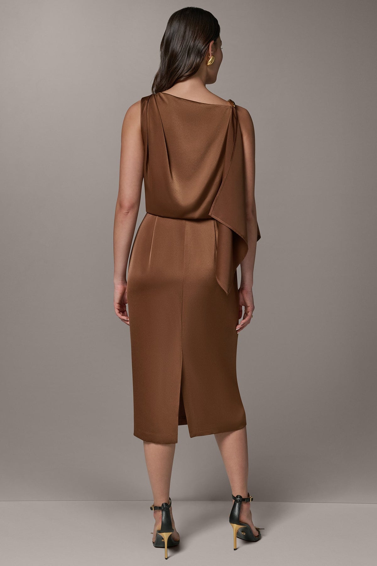 Donna Karan SLEEVELESS ASYMMETRIC MIDI DRESS